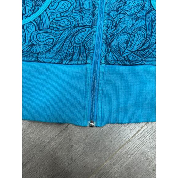 Rare Lululemon Womens Blue Turquoise Paisley Print Scuba Hoodie Jacket Size 10 - Picture 5 of 14